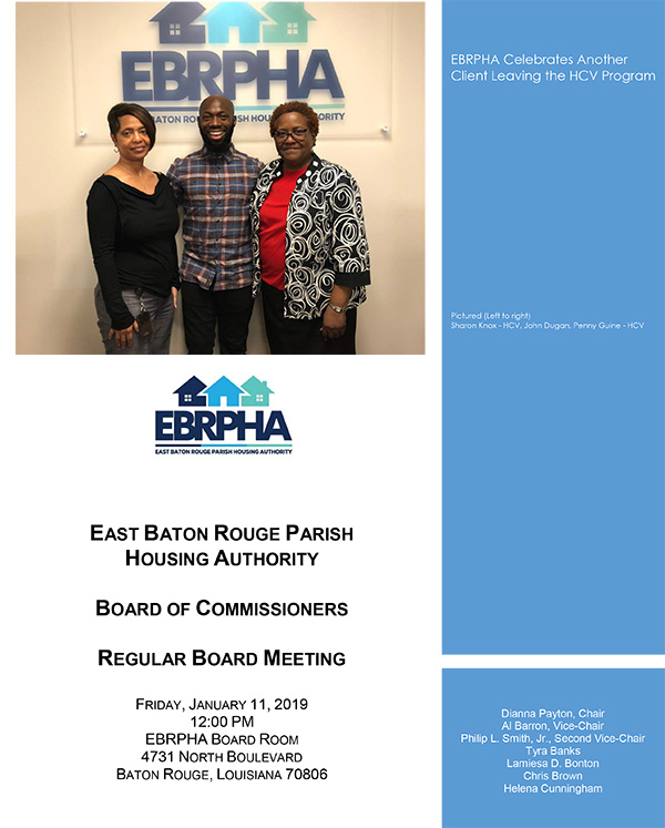 January 11, 2019 Board Meeting Agenda Coversheet