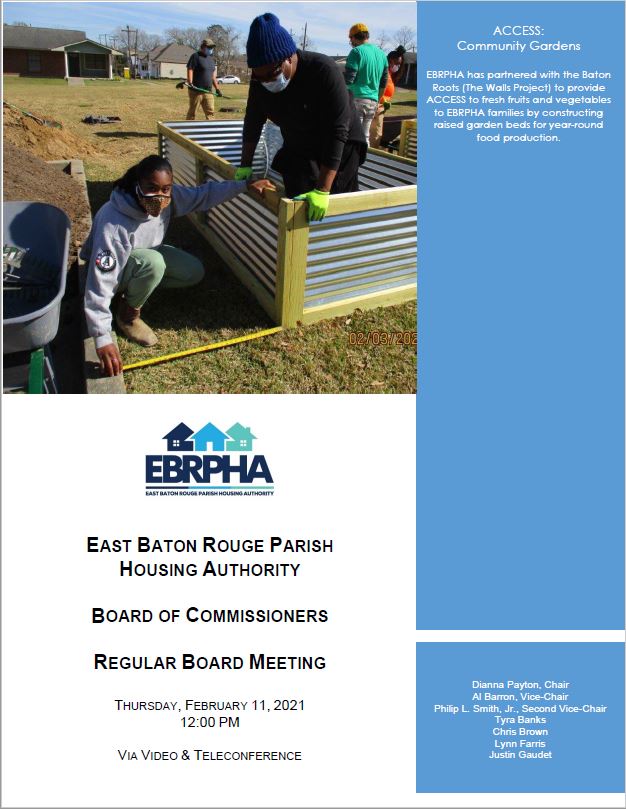 February 11, 2021 Board Meeting Agenda coversheet