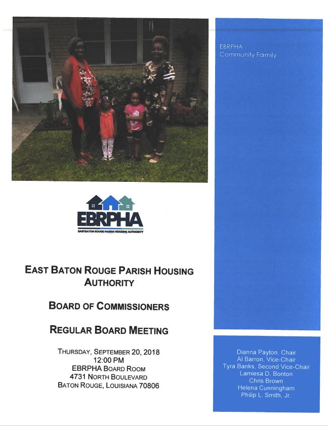 September 20, 2018 Board Meeting Agenda coversheet