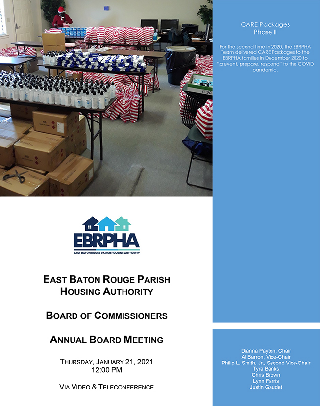 January 21, 2021 Board Meeting cover sheet