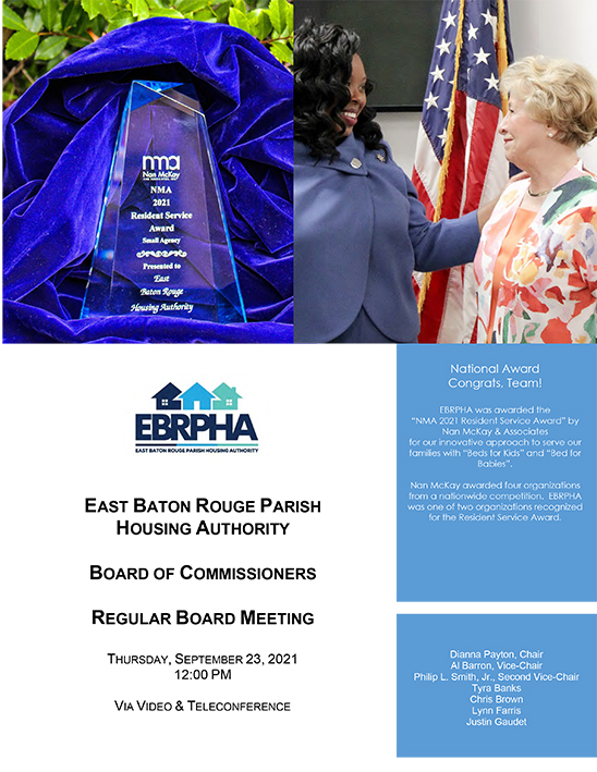 September 23, 2021 Board Meeting Agenda cover sheet